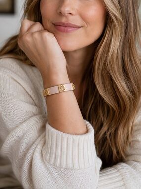 Rustic Cuff Pink and Gold Bracelet